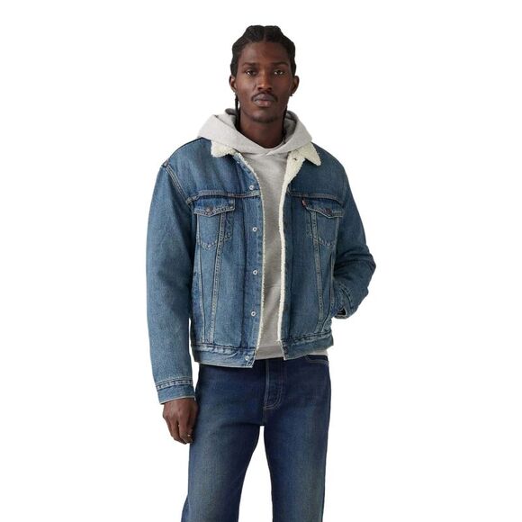 Levis Mens Type III Sherpa Trucker Jacket / Blue - Picture 5 of 5